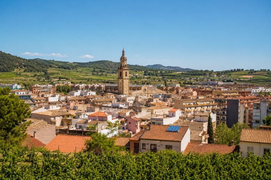 Vista de Vilafranca del Penedès con los viñedos del Alt Penedès al fondo